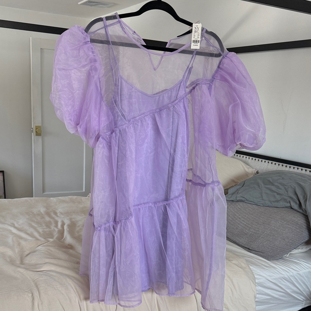 New York & Company Lavender Sheer Dress